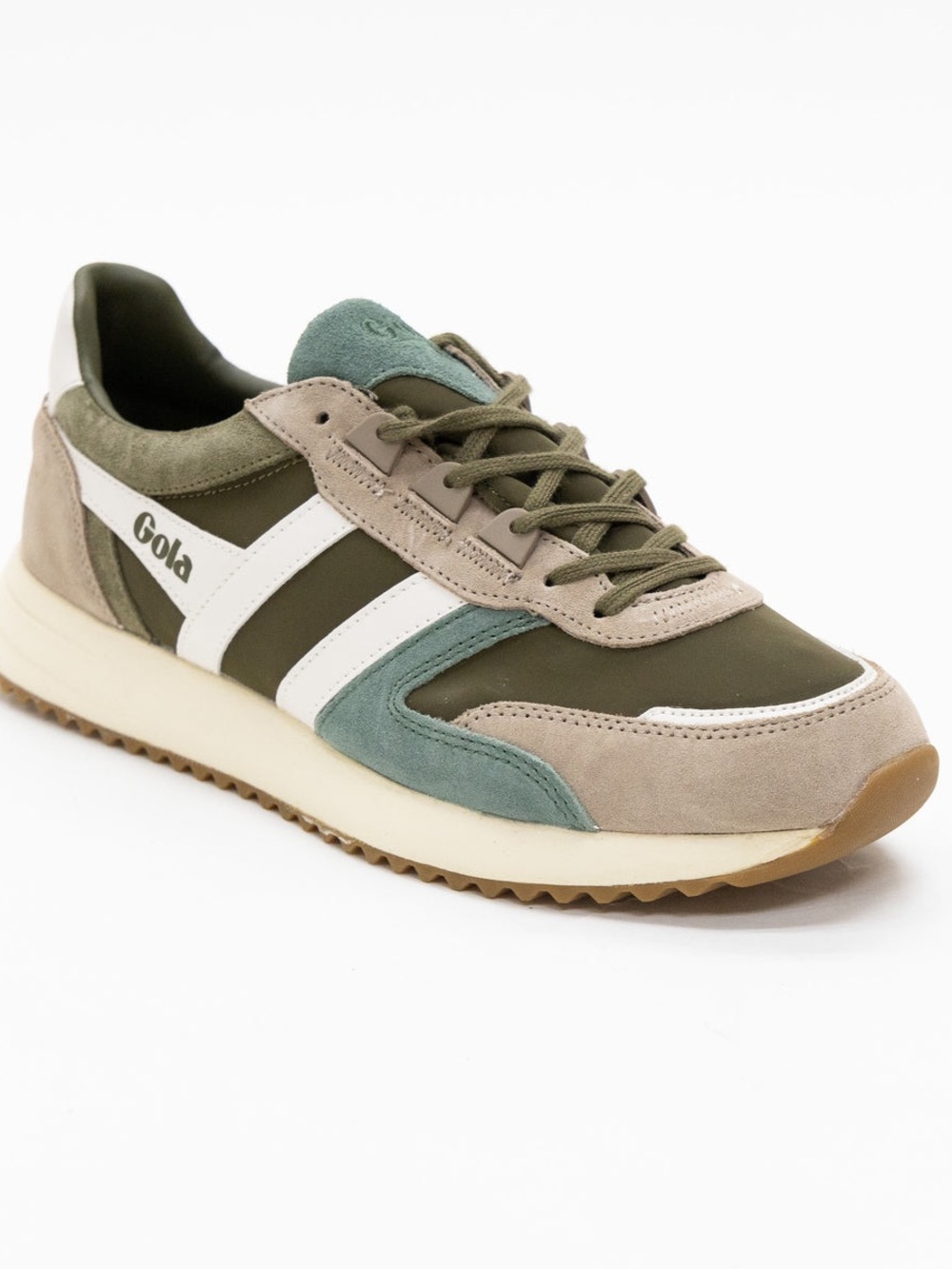 Gola Women’s Olive, Beige & Teal Retro Trainer Sneakers - Picture 3 of 14